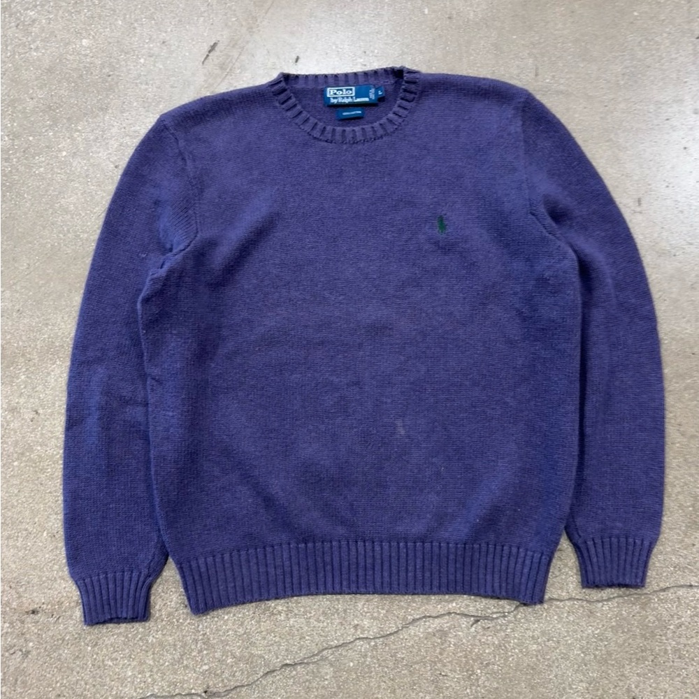 Polo by Ralph Lauren Purple with Green Pony Knit sweater size Large